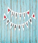 Just Married on Wood Door