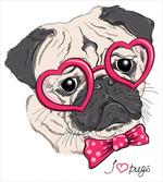 Dog with Heart Glasses Bow