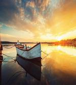 Sunset at Harbor Boat artwork