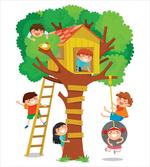 Boys Girl in a Tree House