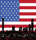 Skyline and US Flag