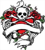 Sketch Skull Big Red Heart