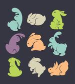 Pastel Rabbit Silhouettes
