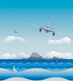 Plane Fly on Sea and Shark