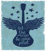 Music Guitar Wings Blue