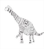 Monochrome Zentangle Dinosaur