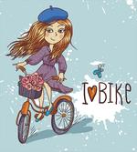 Cartoon Girl with Bike