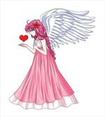 Angel Holding a Red Heart