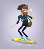Young Man on Longboard