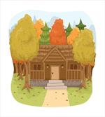 Cabin in the Autumn Forest artwork