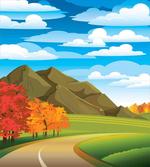 Autumn Road Trees Leaves