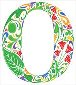 Floral Font Colorful O