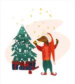 Christmas Dog in Clothes artwork