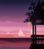 Ethnic Asian Pavilion Sunset