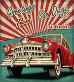 Greetings Words Retro Car