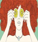 Curly Ginger Hair Girl Lemon