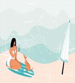 Girl and Dog at Coast