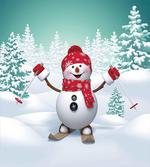 Skiing Snowman Trees