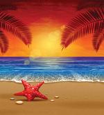 Cartoon Ocean Beach Palm