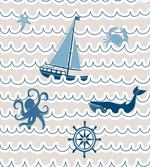 Cartoon Ship Whale Waves