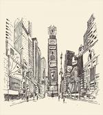 Times Square Sketch Urban View