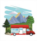 Caravan Forest Nature Scenery