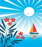 Oleanders and Sailboat