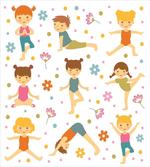 Cartoon Exercising Kids