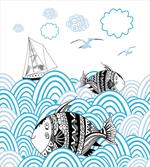 Sketch Boat and Animals