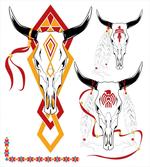 Bulls Head with Feather