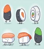 Funny Happy Sushi Characters