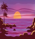 Retro Style Cartoon Beach