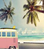 Retro Minivan on Beach artwork