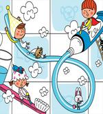 Cartoon Animals with Children