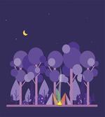 Night at Campsite Scene