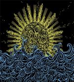 Wavy Ocean Summer Sky Motif