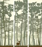 Pine Trees Deer Motif