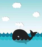 Whale in Wavy Ocean