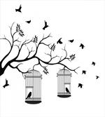 Birds Flying to Cages