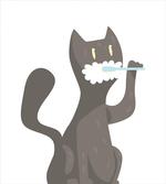 Pet Feline Brushing Teeth Motif