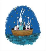 Bunnies Hedgehog in a Boat