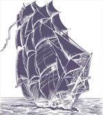 Old Sail Boat in Sea