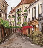 Romantic Patio Scene Sketch
