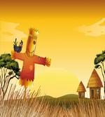 Farm Houses and Scarecrow