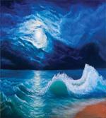 Moonlight over Wavy Sea