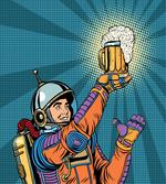 Astronaut Holds Beer