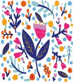 Doodle Style Flowers Blots