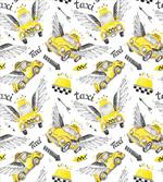 Watercolor Flying Taxis
