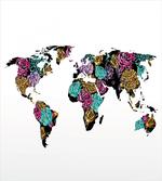 World Map Flowers artwork