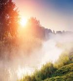 Sunbeams Foggy Mountain